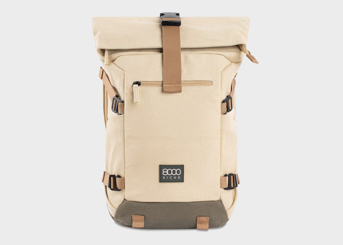 Nomad Hemp Rolltop Backpack in Beige and Green