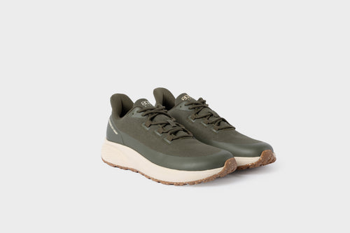 wide toe box sneakers in dark green, Trekker Wide, three-quarter view