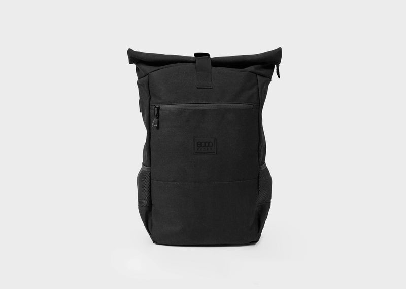Everyday Hemp Rolltop Backpack in Full Black