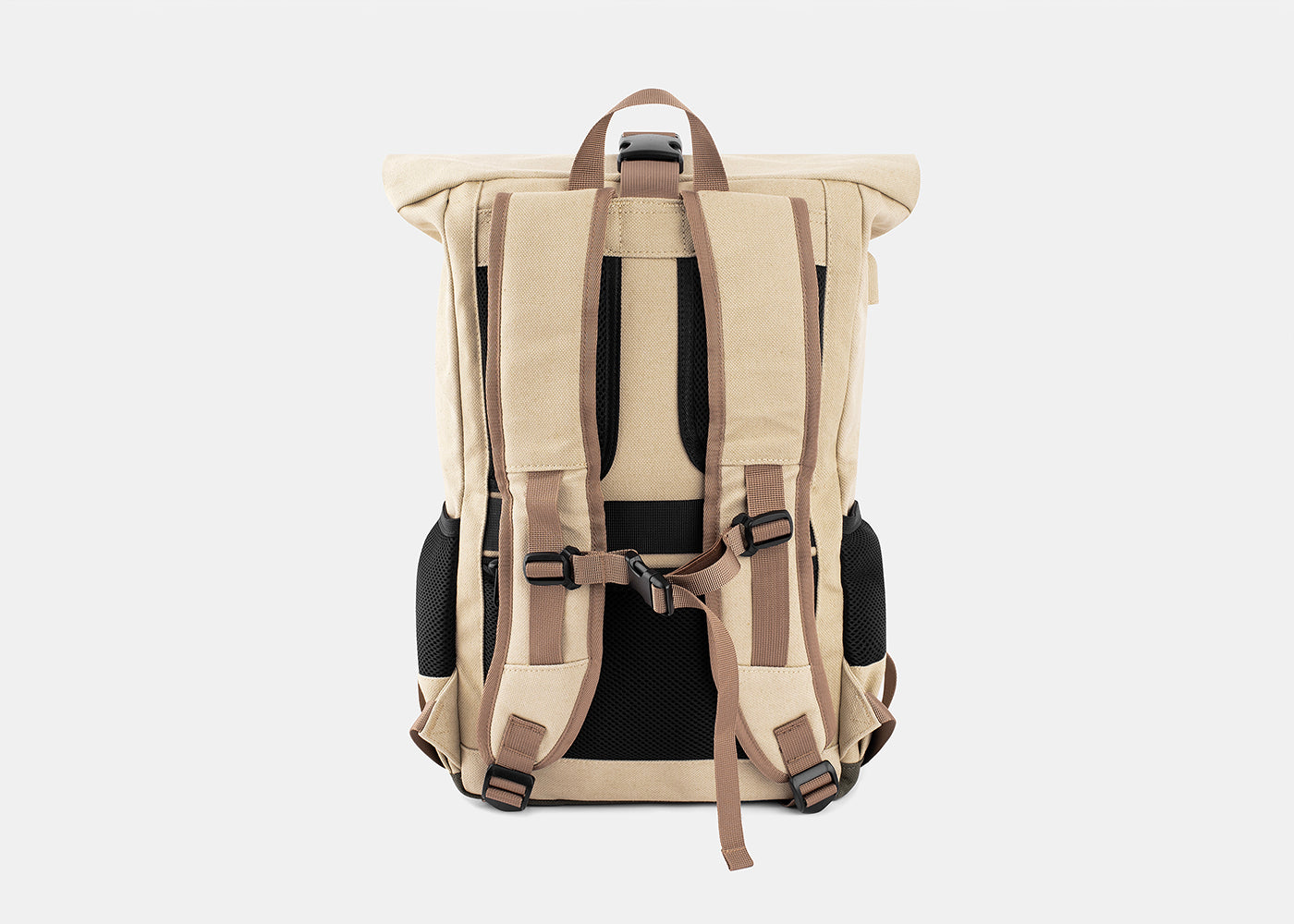 Everyday Hemp Rolltop Backpack in Beige and Red