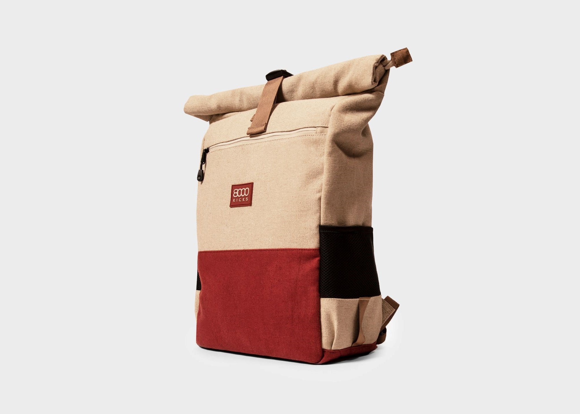 rugzak in beige en rood